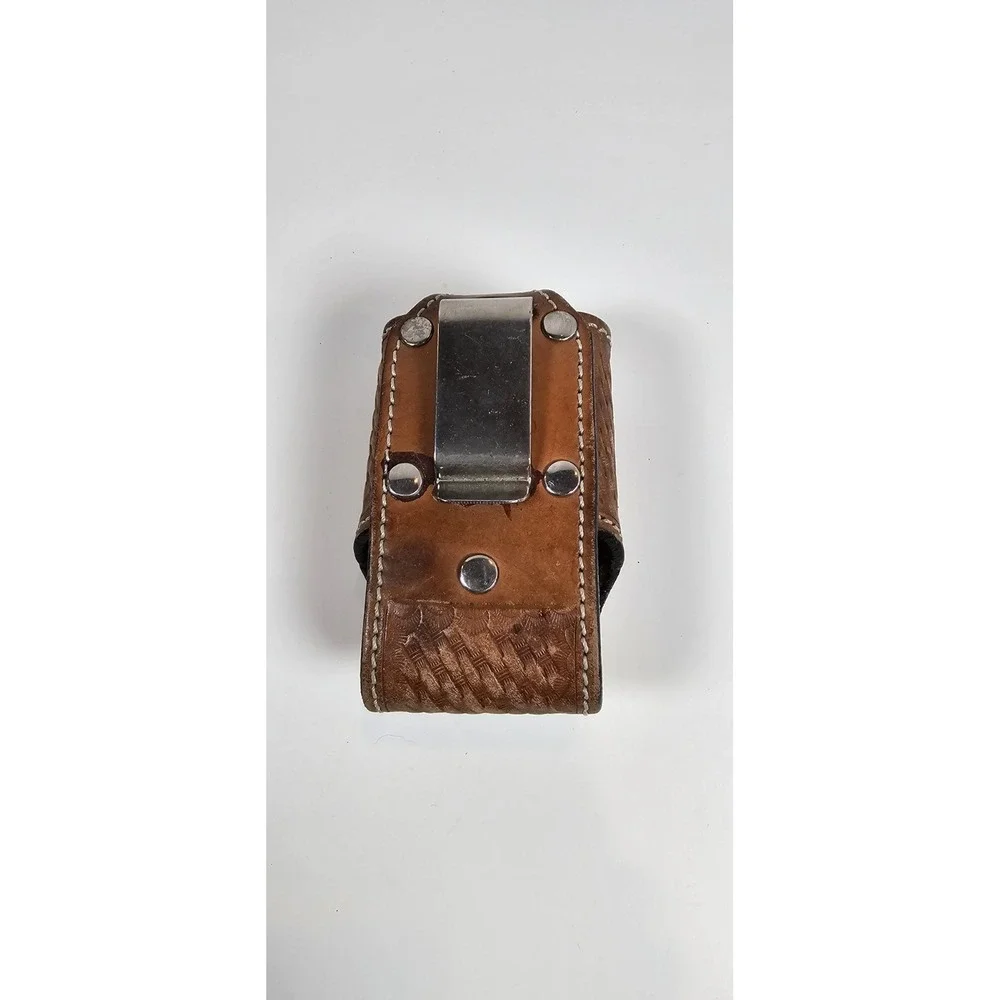 Hand Tooled Leather Cell Phone/Pager Case‎ Concho Belt Clip Holster 4